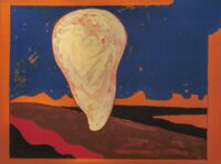 1976<br>Paesaggio<br>pittura industriale, tempera, pennarello su tela<br>cm 60x80