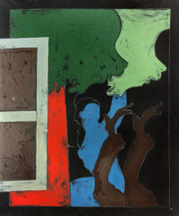 1976 gennaio<br>Particolare dell'Eden, da Michelangelo<br>pittura industriale, tempera, matita su tela<br>cm 100x80