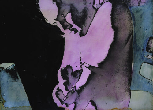 1976<br>pittura industriale, smalto alla anilina, negativo fotografico emulsionato su tela<br>cm 55x75