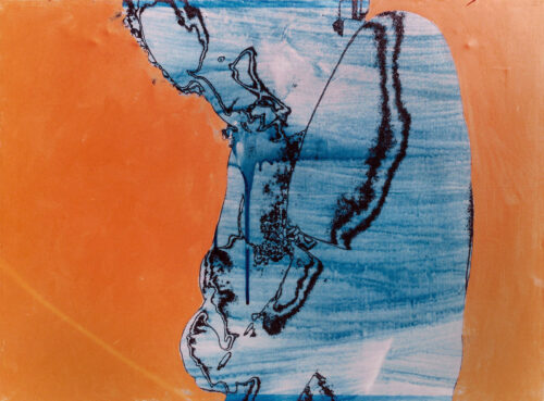 1976<br>pittura industriale, smalto alla anilina, negativo fotografico emulsionato su tela<br>cm 55x75