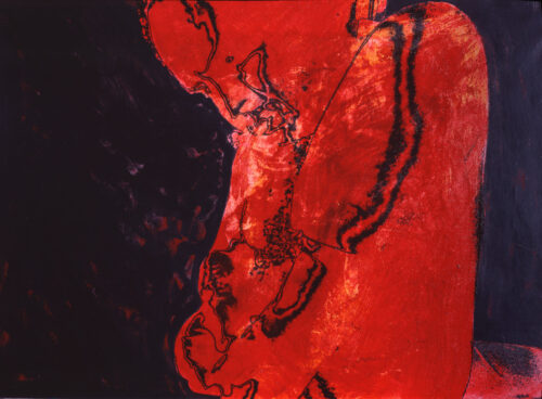 1976<br>pittura industriale, smalto alla anilina, negativo fotografico emulsionato su tela<br>cm 55x75