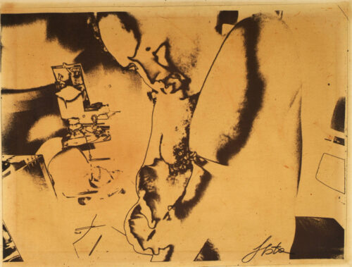 1976<br>smalto alla anilina, negativo fotografico emulsionato su tela<br>cm 50x60