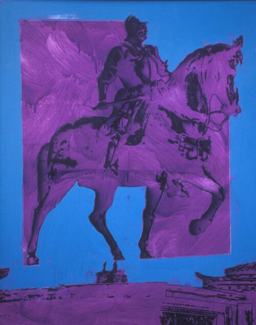 1976<br>pittura industriale, smalto alla anilina, fotografia emulsionata su tela<br>cm 80x60