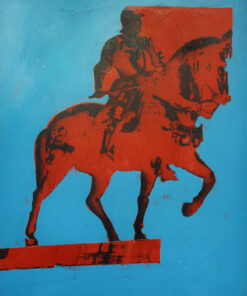 1976<br>Piazza d'Italia<br>pittura industriale, smalto alla anilina, fotografia emulsionata su tela<br>cm 100x80