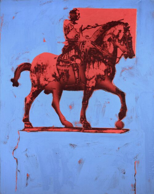 1976<br>pittura industriale, smalto alla anilina, fotografia emulsionata su tela<br>cm 100x80