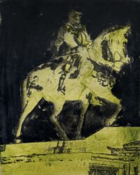 1976<br>Piazza d'Italia, Venezia, Monumento a Colleoni<br>pittura industriale, smalto alla anilina, fotografia emulsionata su tela<br>cm 80x60