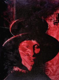 1976<br>Passeggiata di Ripetta<br>smalto alla anilina, fotografia emulsionata su tela su tela<br>cm 110x80