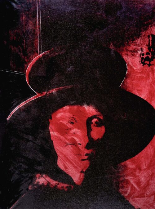 1976<br>Passeggiata di Ripetta<br>smalto alla anilina, fotografia emulsionata su tela su tela<br>cm 110x80