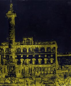 1976<br>Piazza Colonna<br>smalto, pittura industriale, smalto alla anilina, fotografia emulsionata su tela<br>cm 80x100