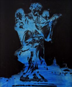 1976<br>Piazza d'Italia<br>pittura industriale, smalto alla anilina, fotografia emulsionata su tela<br>cm 100x80