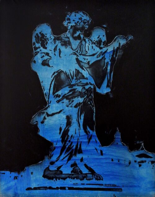 1976<br>Piazza d'Italia<br>pittura industriale, smalto alla anilina, fotografia emulsionata su tela<br>cm 100x80