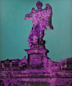 1976<br>Piazza d'Italia<br>pittura industriale, smalto alla anilina, fotografia emulsionata su tela<br>cm 100x80