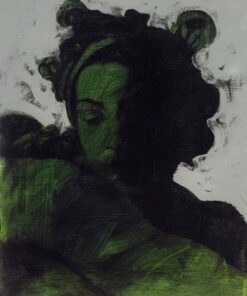 1976<br>Passeggiata di Ripetta 19 Roma<br>smalto industriale, tempera, fotografia emulsionata su tela<br>cm 70x50