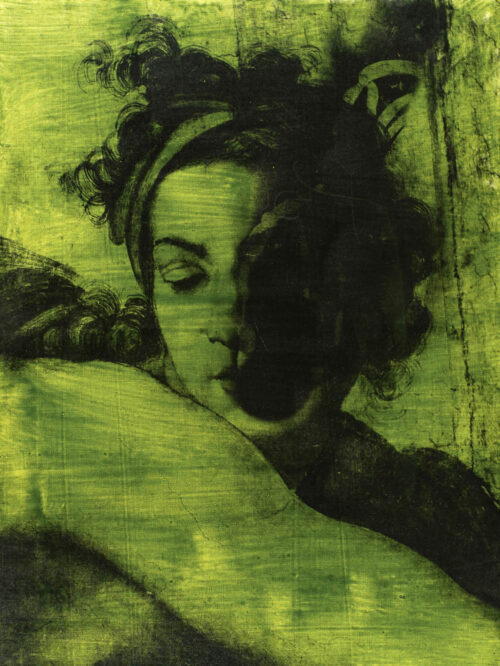 1976<br>smalto alla anilina, fotografia emulsionata su tela<br>cm 70x50