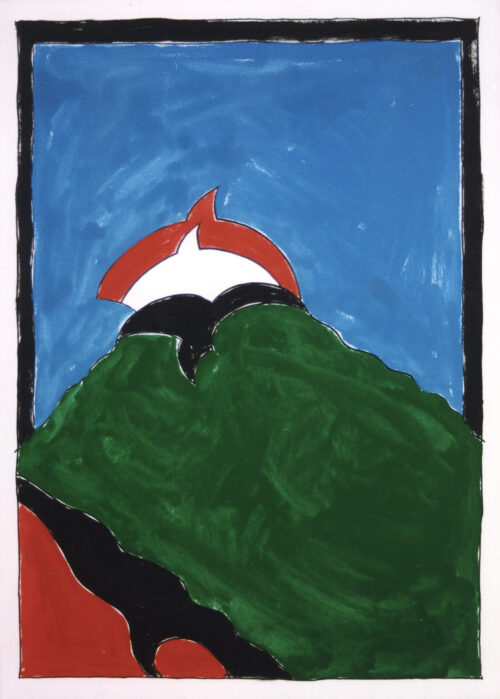 1976<br>Arlington<br>pittura industriale, tempera, pennarello su tela<br>cm 70x50