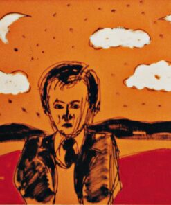 1976 22,10<br>a bruno tano<br>pittura industriale, tempera, pennarello su tela<br>cm 50x70