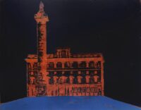 1976 ' 13,12 '<br>All'amico minotauro<br>smalto, pittura industriale, negativo fotografico emulsionato su tela<br>cm 80x100