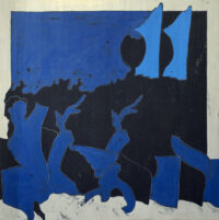 1976<br>Il peccato originale<br>pittura industriale, tempera, matita su tela<br>cm 100x100