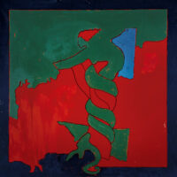 1976<br>Dalla Cappella Sistina Particolare del Peccato Originale<br>pittura industriale, tempera, pennarello su tela<br>cm 100x100