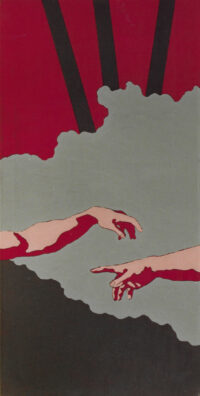 1976<br>tempera, pennarello, proiezione fotografica su tela<br>cm 100x50