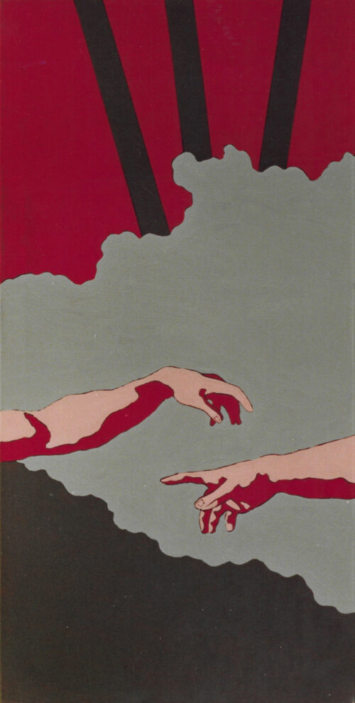 1976<br>tempera, pennarello, proiezione fotografica su tela<br>cm 100x50