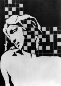 1976<br>tempera, matita, proiezione fotografica su tela<br>cm 70x50