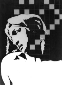 1976<br>tempera, matita, proiezione fotografica su tela<br>cm 80x60