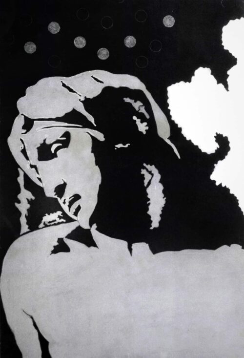 1976<br>tempera, matita, proiezione fotografica su tela<br>cm 120x80