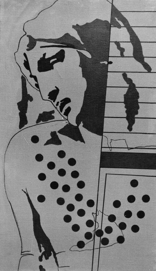 1976<br>tempera, pennarello, proiezione fotografica su tela<br>cm 70x40