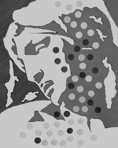 1976<br>tempera, pennarello, proiezione fotografica su tela<br>cm 50x40