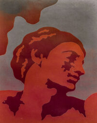 1976<br>tempera, matita, proiezione fotografica su tela<br>cm 100x80