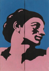 1976<br>tempera, matita, proiezione fotografica su tela<br>cm 60x40