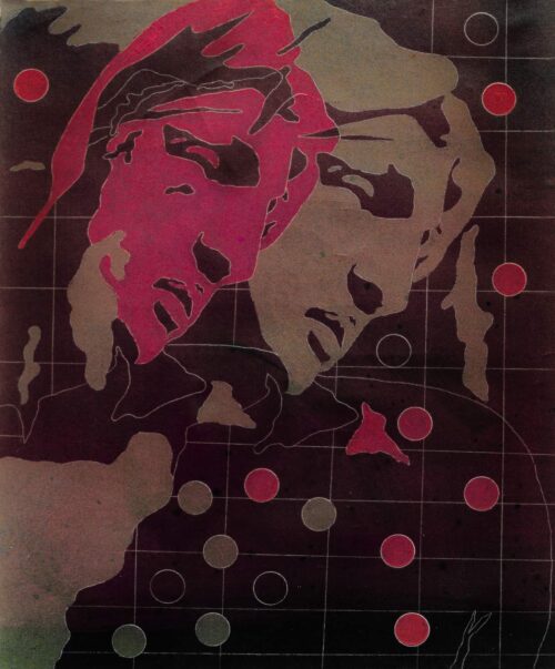 1976<br>tempera, matita, proiezione fotografica su tela<br>cm 100x80