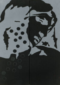 1976<br>tempera, matita, proiezione fotografica su tela<br>cm 60x40