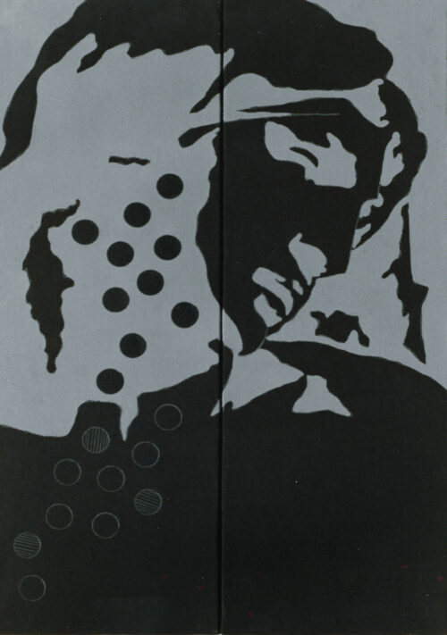 1976<br>tempera, matita, proiezione fotografica su tela<br>cm 60x40