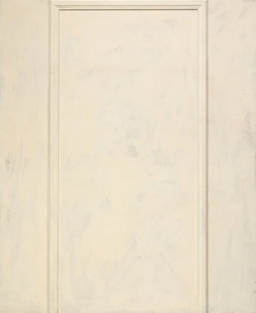 1977 (1963) <br>' Porta '<br>smalto industriale, cornice di legno modanata su tavola<br>cm 160x130x2,5