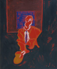 1977 26 aprile, Roma<br>Da Francis Bacon, a Franco Califano<br>pittura industriale, tempera, matita su tela<br>cm 100x80