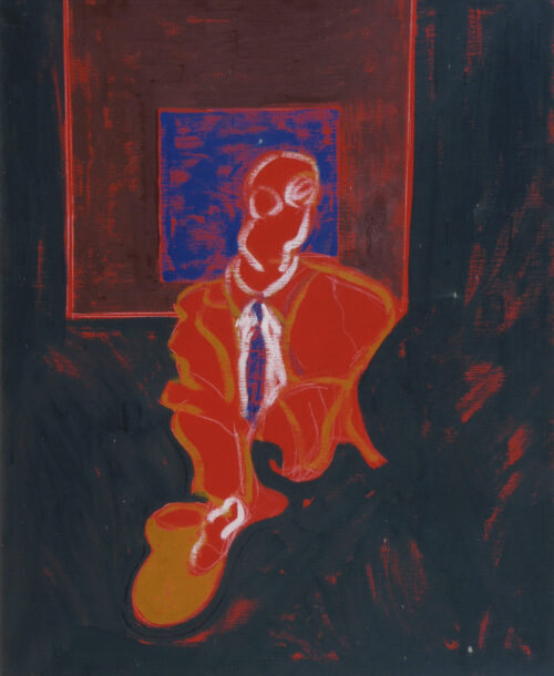 1977 26 aprile, Roma<br>Da Francis Bacon, a Franco Califano<br>pittura industriale, tempera, matita su tela<br>cm 100x80