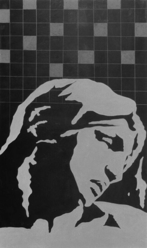 1977<br>tempera, matita, proiezione fotografica su tela<br>cm 100x60