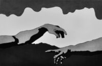 1977<br>tempera, pennarello, proiezione fotografica su tela<br>cm 40x60