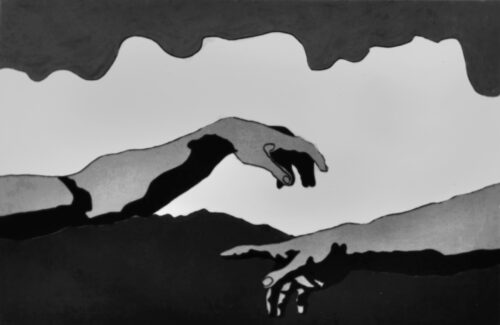 1977<br>tempera, pennarello, proiezione fotografica su tela<br>cm 40x60