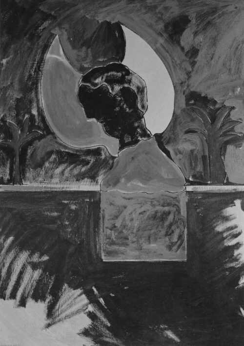 1977<br>Angelo<br>tempera e pennarello su tela<br>cm 70x50