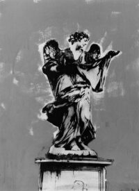 1977<br>Bernini<br>pittura industriale, smalto alla anilina, fotografia emulsionata su tela<br>cm 70x50