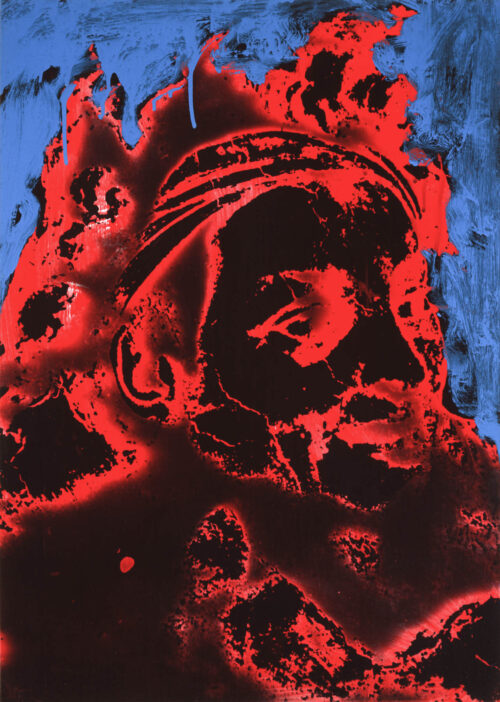 1978<br>Da Michelangelo<br>pittura industriale, smalto alla anilina, negativo fotografico emulsionato su tela<br>cm 70x50