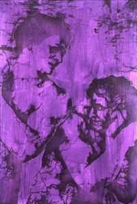 1978<br>Da Michelangelo<br>smalto alla anilina, fotografia emulsionata su tela<br>cm 100x70