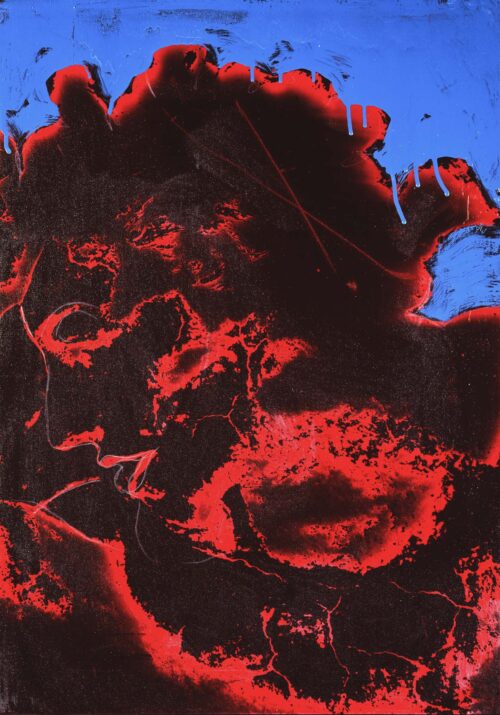 1978<br>Omaggio a Michelangelo<br>pittura industriale, smalto alla anilina, negativo fotografico emulsionato su tela<br>cm 100x70