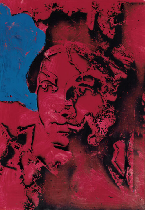 1978<br>pittura industriale, smalto alla anilina, fotografia emulsionata su tela<br>cm 70x50