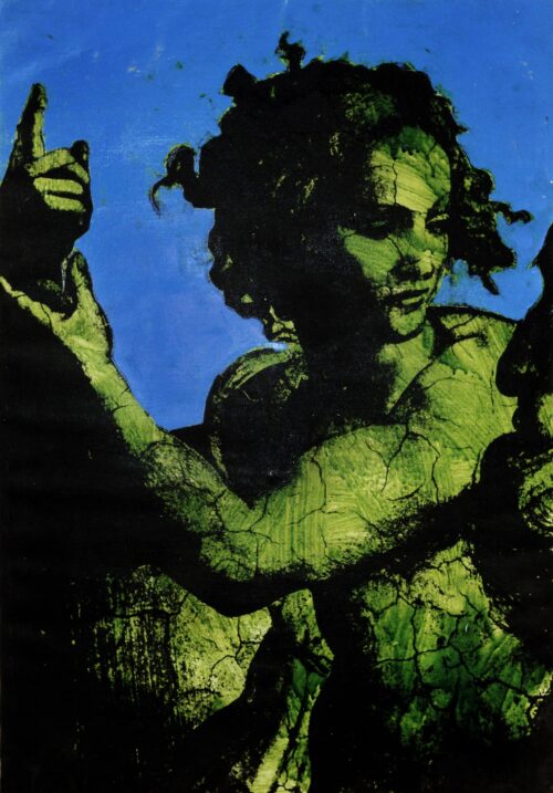 1978<br>pittura industriale, smalto alla anilina, fotografia emulsionata su tela<br>cm 70x50