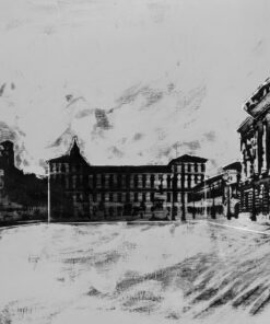 1978<br>Piazza Castello<br>pittura industriale, smalto alla anilina, fotografia emulsionata su tela<br>cm 55x75