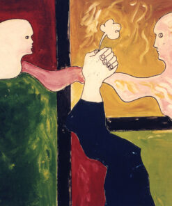 1978<br>Due figure<br>tempera e pennarello su tela<br>cm 80x120